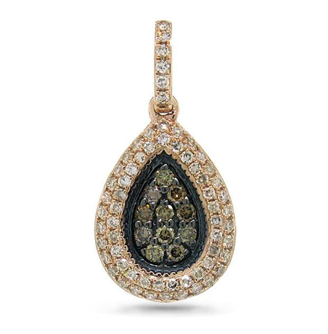 0.33 Ctw 14k Rose Gold White And Champagne Diamond Pendant Necklace With 18 Inch Chain