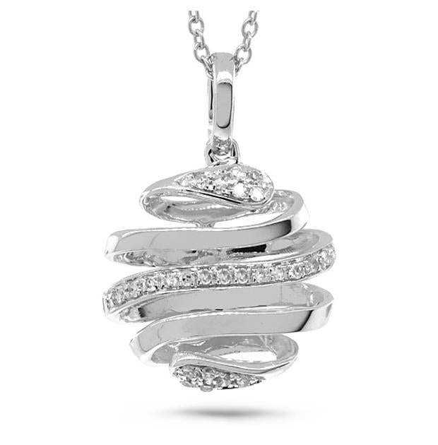 0.08 Ctw 14k White Gold Diamond Pendant Necklace With 18 Inch Chain