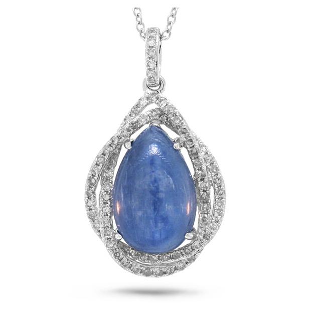 0.25 Ctw Diamond And 4.02 Ctw Kyanite 14k White Gold Pendant Necklace With 18 Inch Chain