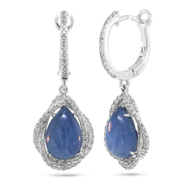 0.48 Ctw Diamond And 5.44 Ctw Kyanite 14k White Gold Earring