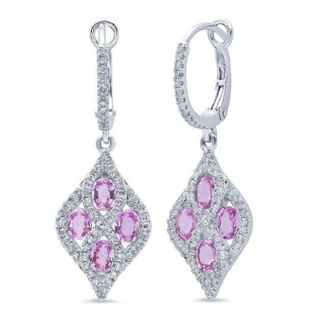 0.49 Ctw Diamond And 1.71 Ctw Pink Sapphire 14k White Gold