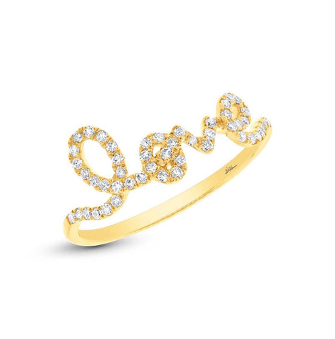 0.28 Ctw 14k Yellow Gold Diamond "love" Ring Size 5