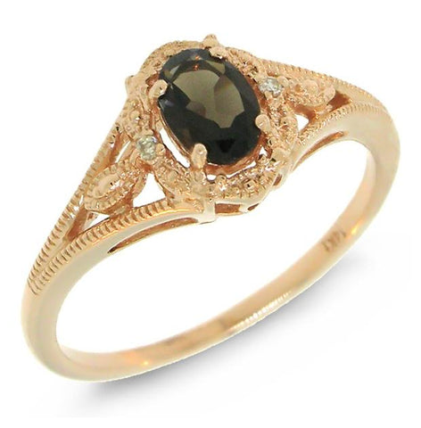 0.52 Ctw 14k Rose Gold Diamond And Smokey Topaz Ring