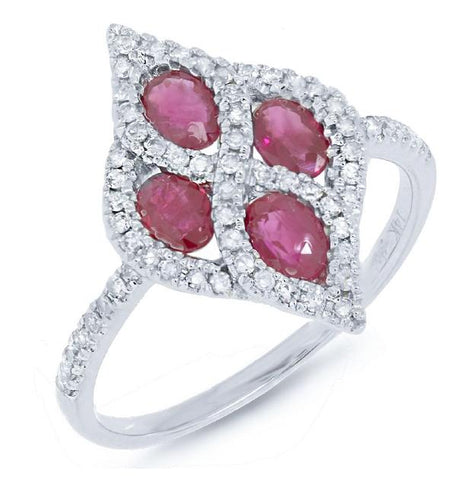 0.24 Ctw Diamond And 0.97 Ctw Ruby 14k White Gold Ring