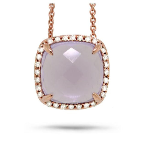 0.09 Ctw Diamond And 2.76 Ctw Amethyst 14k Rose Gold Pendant Necklace With 18 Inch Chain