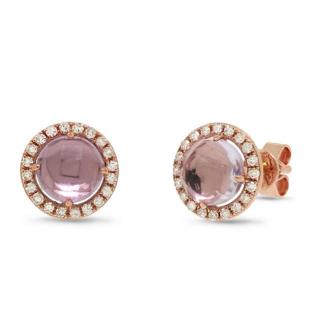 0.21 Ctw Diamond And 1.55 Ctw Amethyst 14k Rose Gold Earring