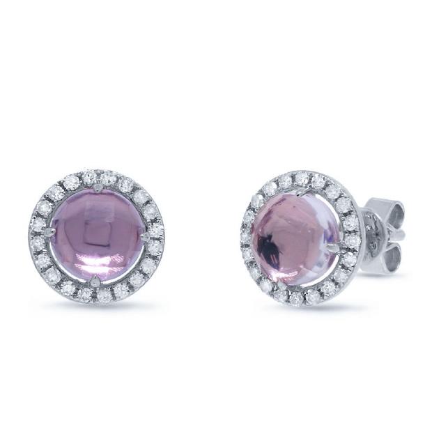 0.21 Ctw Diamond And 1.55 Ctw Amethyst 14k White Gold Earring