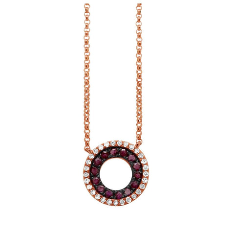 0.09 Ctw Diamond And 0.27 Ctw Ruby 14k Rose Gold Necklace