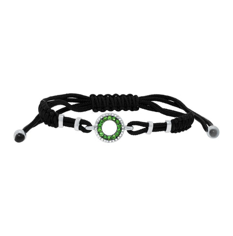 0.09 Ctw Diamond And 0.20 Ctw Green Garnet 14k White Gold Bracelet