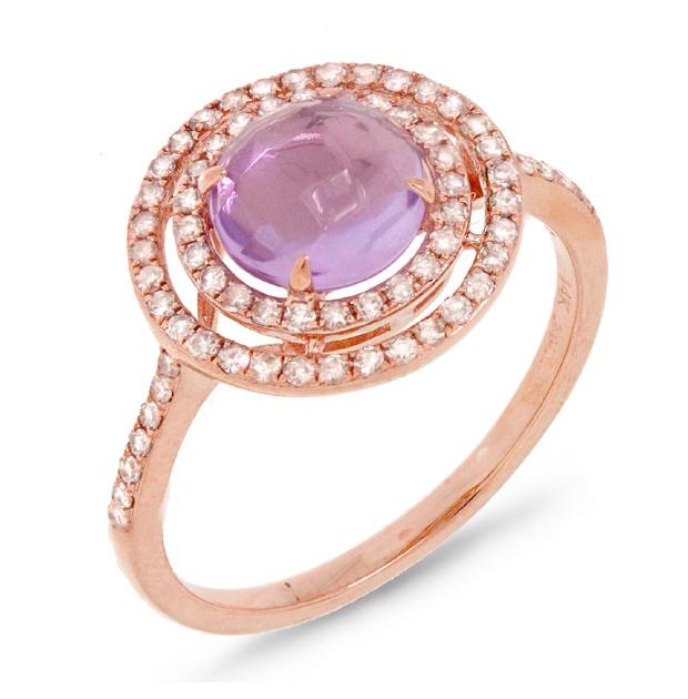 0.37 Ctw Diamond And 1.21 Ctw Amethyst 14k Rose Gold Ring