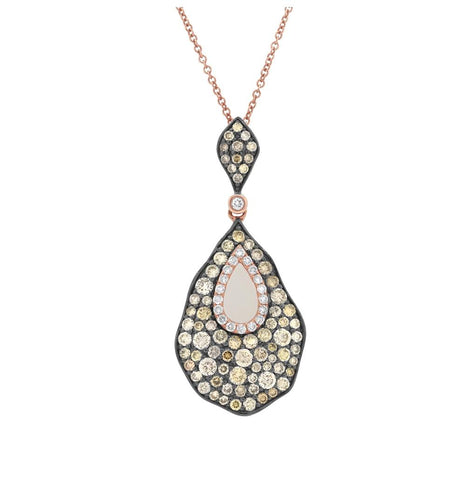 1.64 Ctw 14k Rose Gold White And Multi-color Diamond Pendant Necklace With 18 Inch Chain