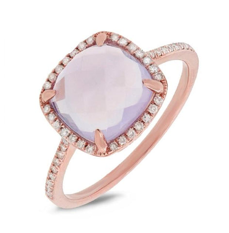 0.13 Ctw Diamond And 2.90 Ctw Amethyst 14k Rose Gold Ring