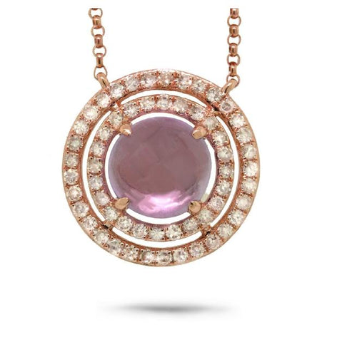 0.30 Ctw Diamond And 1.32 Ctw Amethyst 14k Rose Gold Necklace