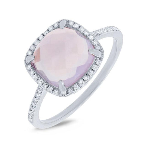 0.13 Ctw Diamond And 2.90 Ctw Amethyst 14k White Gold Ring