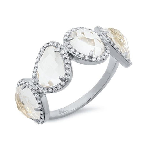 0.27 Ctw Diamond And 3.58 Ctw White Topaz 14k White Gold Ring