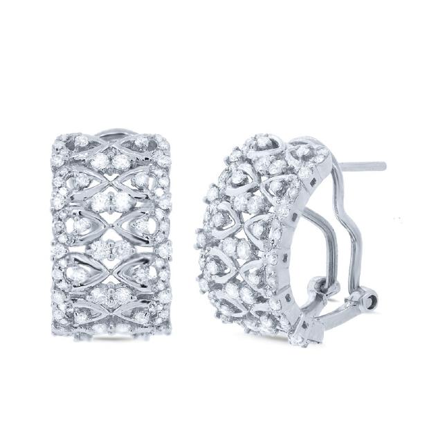 1.03 Ctw 14k White Gold Diamond Earring