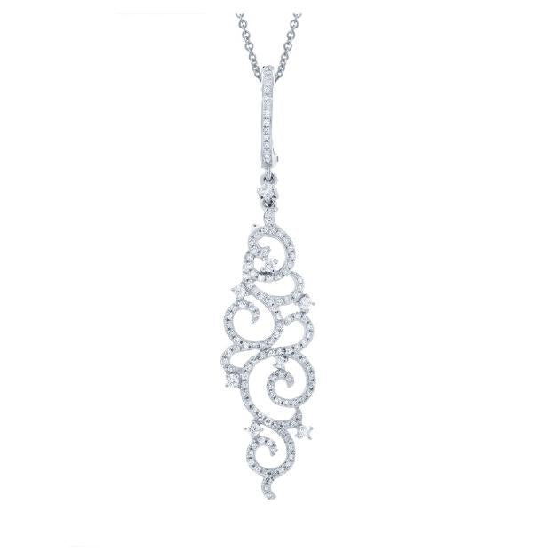 0.45 Ctw 14k White Gold Diamond Pendant Necklace With 18 Inch Chain