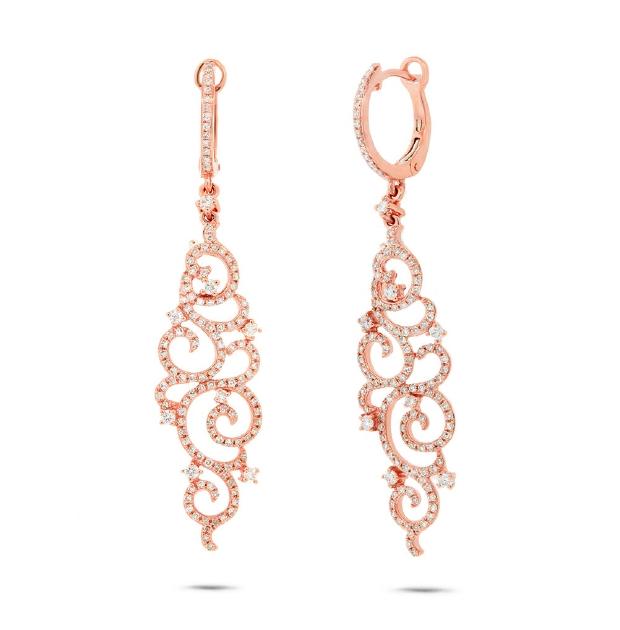 1.02 Ctw 14k Rose Gold Diamond Earring