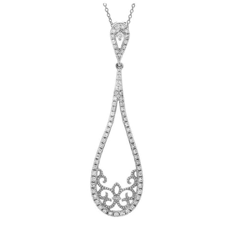 0.31 Ctw 14k White Gold Diamond Pendant Necklace With 18 Inch Chain