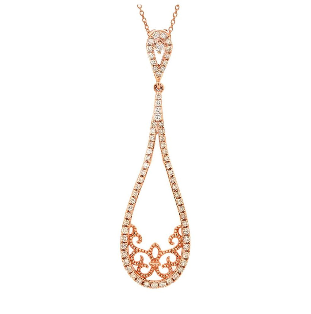 0.31 Ctw 14k Rose Gold Diamond Pendant Necklace With 18 Inch Chain