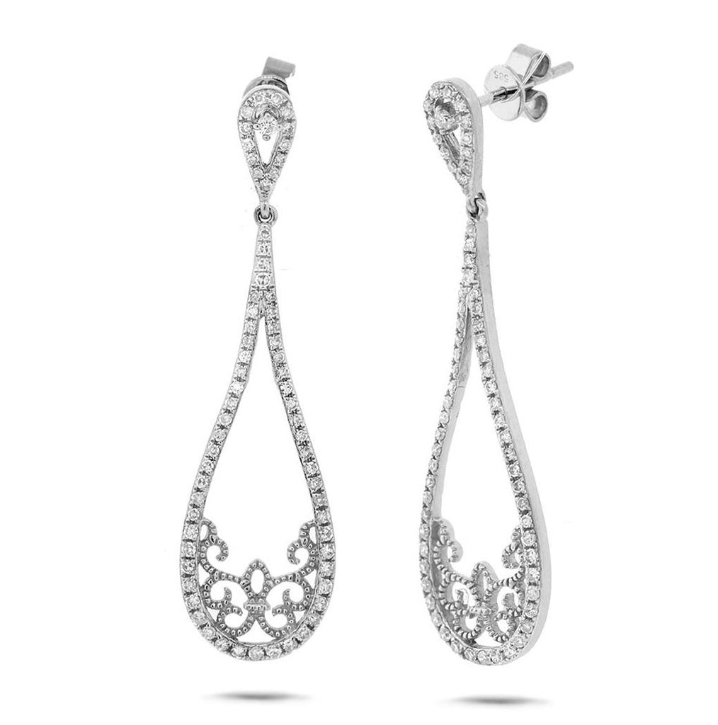 0.55 Ctw 14k White Gold Diamond Earring