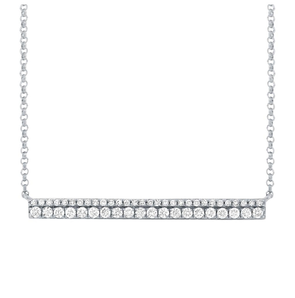 0.34 Ctw 14k White Gold Diamond Bar Necklace