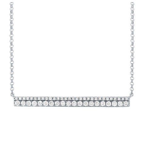 0.34 Ctw 14k White Gold Diamond Bar Necklace