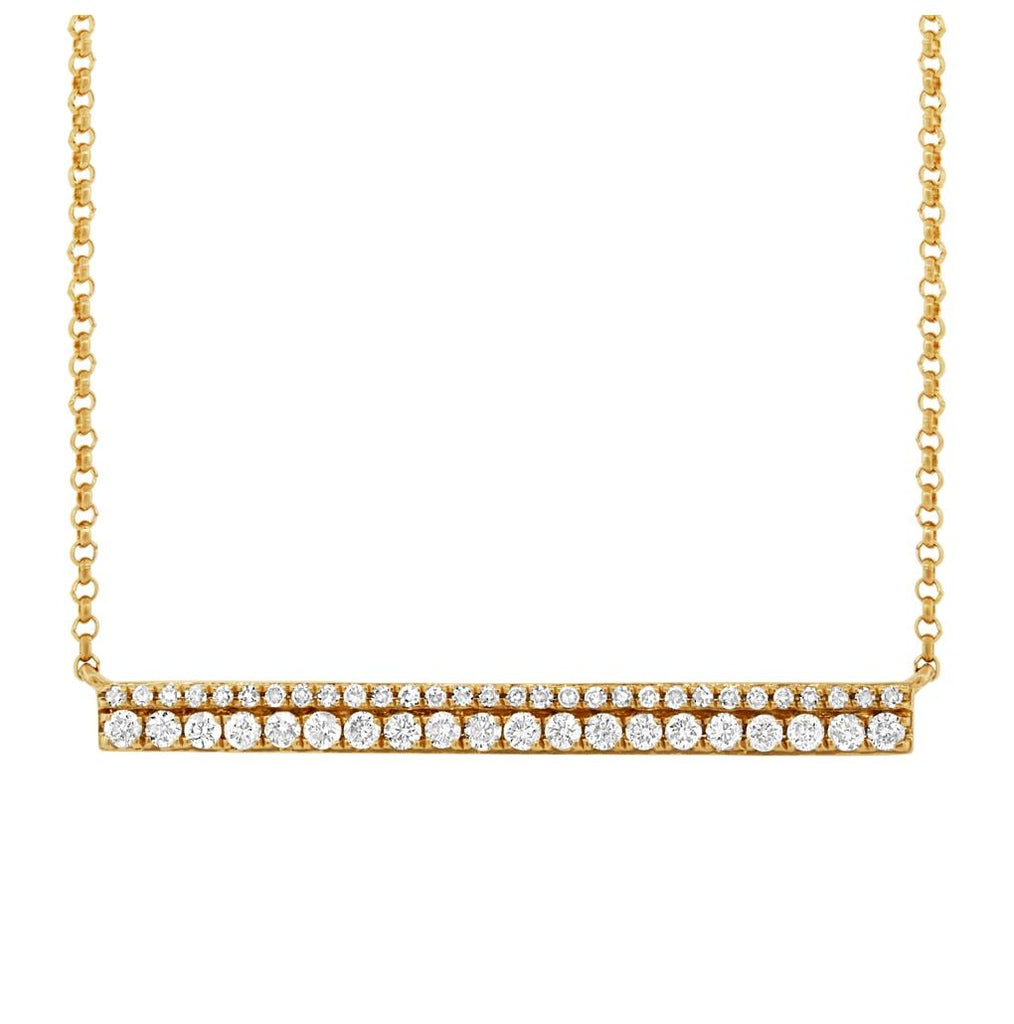 0.34 Ctw 14k Yellow Gold Diamond Bar Necklace