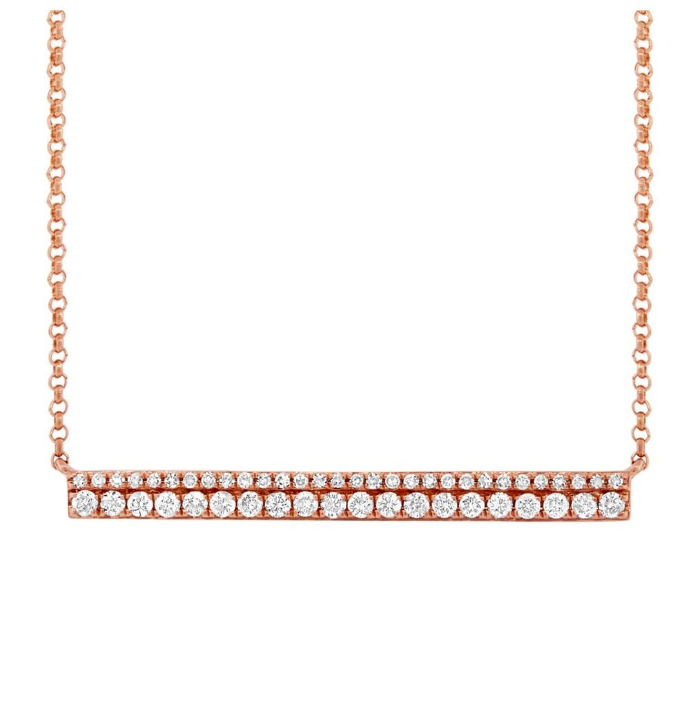 0.34 Ctw 14k Rose Gold Diamond Bar Necklace