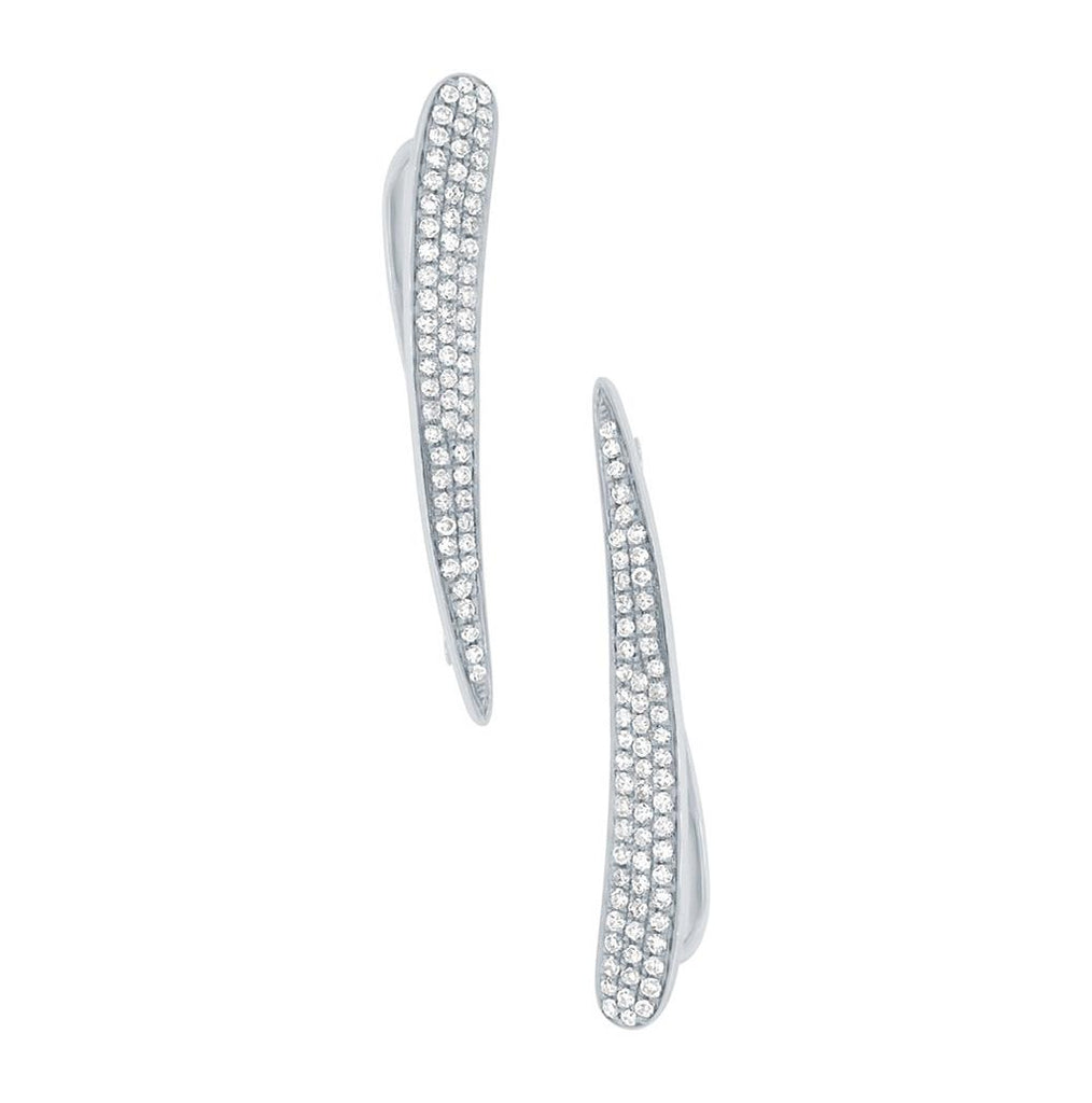 0.44 Ctw 14k White Gold Diamond Pave Ear Crawler Earring