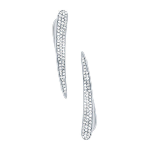 0.44 Ctw 14k White Gold Diamond Pave Ear Crawler Earring