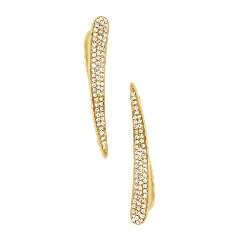 0.44 Ctw 14k Yellow Gold Diamond Pave Ear Crawler Earring