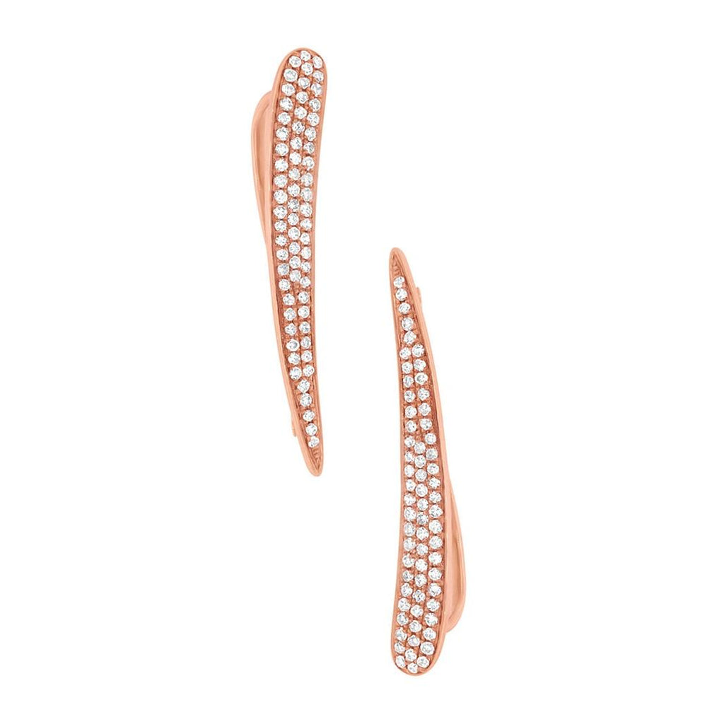 0.44 Ctw 14k Rose Gold Diamond Pave Ear Crawler Earring