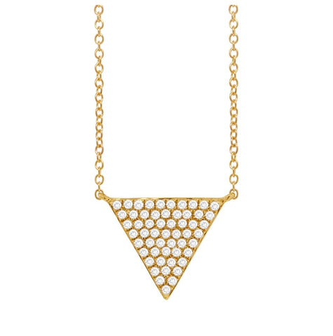 0.17 Ctw 14k Yellow Gold Diamond Pave Triangle Necklace