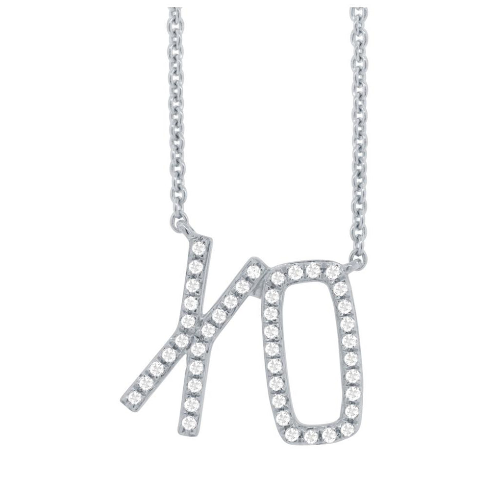 0.13 Ctw 14k White Gold Diamond "xo" Necklace