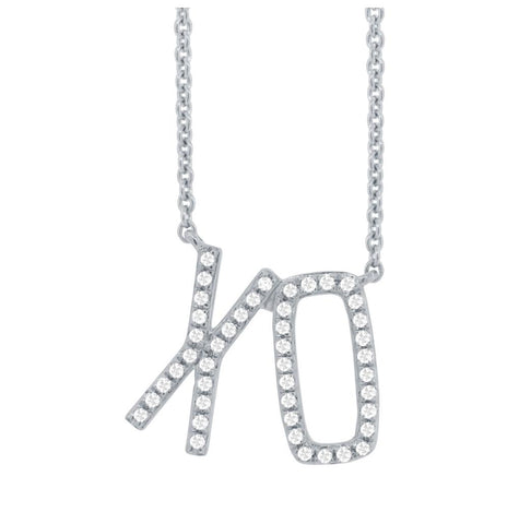 0.13 Ctw 14k White Gold Diamond "xo" Necklace