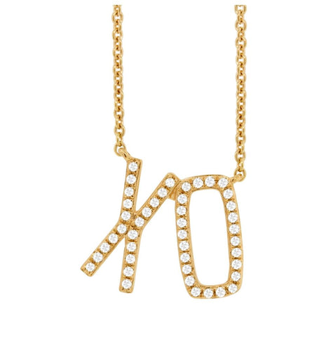 0.13 Ctw 14k Yellow Gold Diamond "xo" Necklace