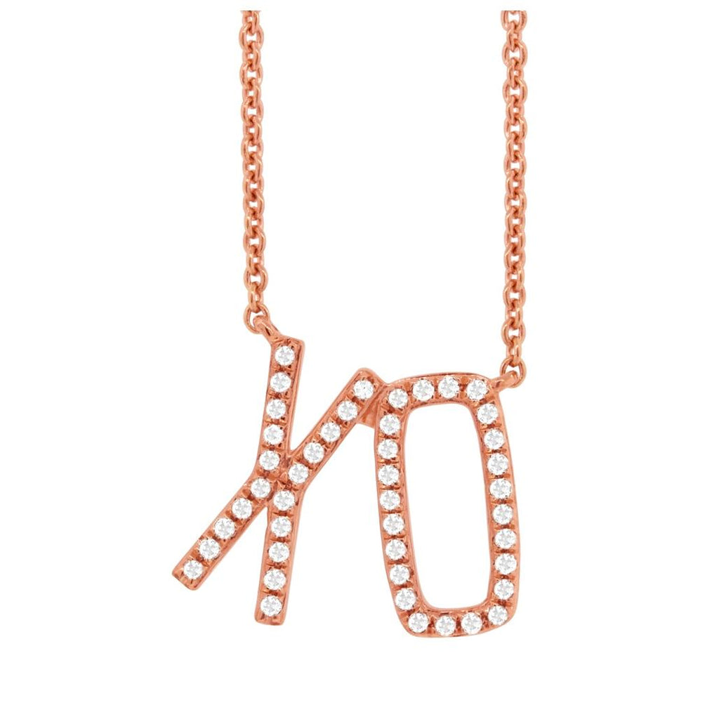 0.13 Ctw 14k Rose Gold Diamond "xo" Necklace