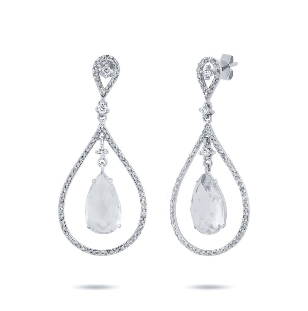 0.54 Ctw Diamond And 4.52 Ctw White Topaz 14k White Gold Earring