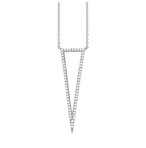 0.20 Ctw 14k White Gold Diamond Triangle Necklace