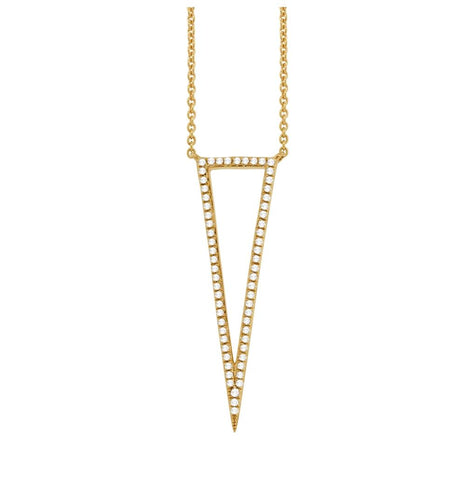 0.20 Ctw 14k Yellow Gold Diamond Triangle Necklace