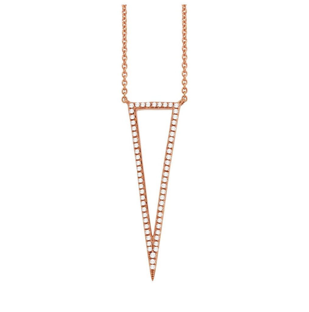 0.20 Ctw 14k Rose Gold Diamond Triangle Necklace