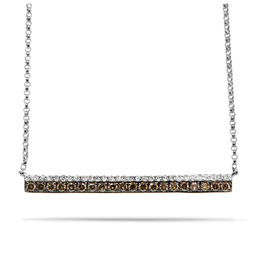 0.35 Ctw 14k White Gold White And Champagne Diamond Bar Necklace