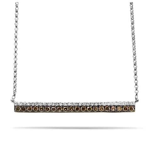 0.35 Ctw 14k White Gold White And Champagne Diamond Bar Necklace