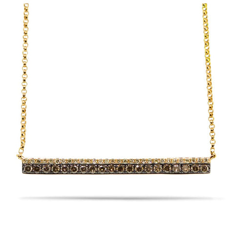 0.35 Ctw 14k Yellow Gold White And Champagne Diamond Bar Necklace