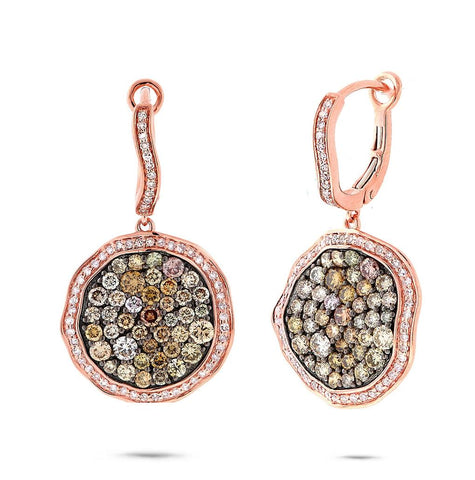 2.45 Ctw 14k Rose Gold White And Multicolor Diamond Earring