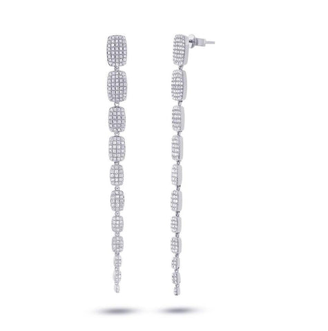 1.35 Ctw 18k White Gold Diamond Serpentine Earring