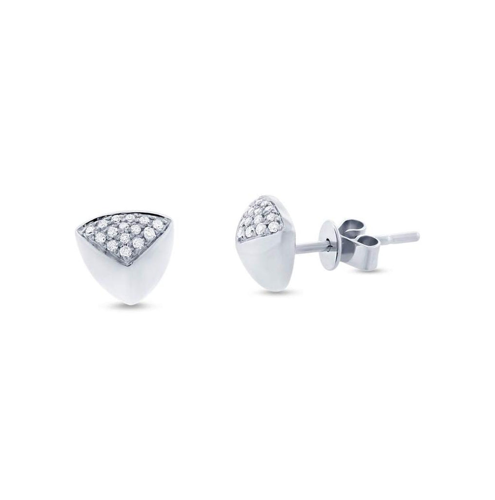 0.11 Ctw 14k White Gold Diamond Pave Pyramid Earring