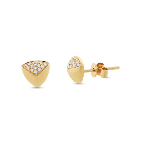 0.11 Ctw 14k Yellow Gold Diamond Pave Pyramid Earring