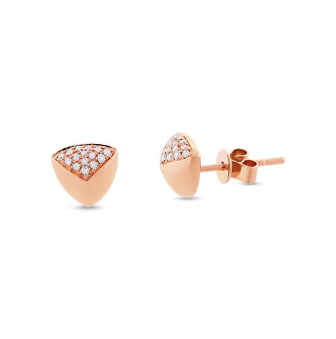 0.11 Ctw 14k Rose Gold Diamond Pave Pyramid Earring